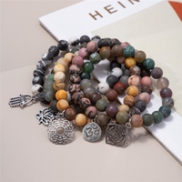 Bracelet en pierres naturelles de 8 mm avec breloques argentées, bijoux extensibles élastiques, cadeau pour anniversaires, perles en pierre mate