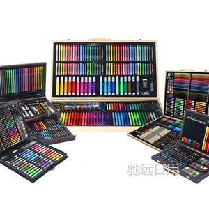 Children's Art <b>Set</b> Watercolor Pens 180pcs Washable <b>Paint</b> Supplies For Kids Drawing Creative Gift Wooden Case - Product Image 1