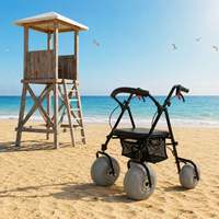 Déambulateur pliable léger KSW3 pour extérieur et bord de mer, avec grandes roues ballon de 12 pouces, fauteuil roulant de plage, capacité 100 kg