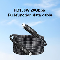 Kabel Tipe C Berlapis Emas 10M dengan Jalinan Nilon, Pengisian Cepat 100W 5A, Data Kecepatan Tinggi 20Gbps, Video HD 8K60Hz untuk Komputer dan Power Bank