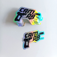 Autocollants holographiques personnalisés avec logo en gros, effet arc-en-ciel, autocollants laser