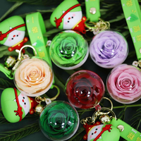 Porte-clés avec fleur éternelle préservée - Cadeau de la Saint-Valentin pour les femmes, maman, petite amie et amies