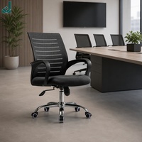 Chaise de bureau JQYX durable en maille avec accoudoirs fixes, dossier, cadre métallique, soutien lombaire, pivotante, pour personnel, espace de travail ouvert et formation