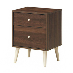 DB Freestanding Modern Bedside Nightstand with <b>2</b> Solid Wood <b>Storage</b> <b>Drawers</b> Mirrored Finish and Rubber Legs-for Apartments - Product Image 4