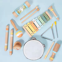 Baby Music Instrument Set Toy Xylophone Tambourine Drum Bell Natural Percussion Music Toy