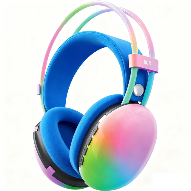 Wired Computer Game Headphones RGB Glowing Gaming Headset 50mm Large Driver With Microphone And Volume Control