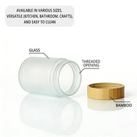 Pot en verre givré fin et haut de gamme avec couvercle en bambou, impression personnalisée, logo sur mesure, emballage en verre