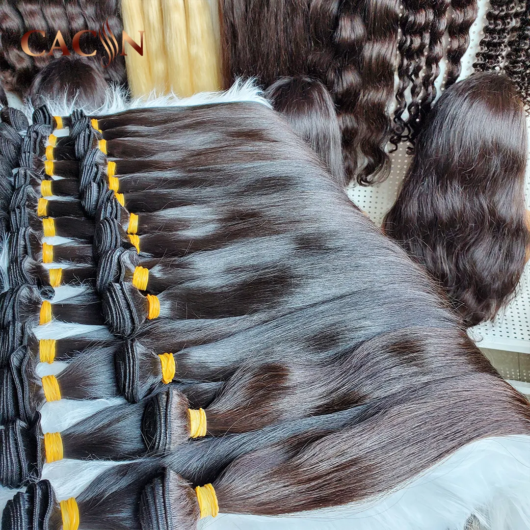 CACIN 100% 14A yüksek miktar düz insan ham cheveux indiens saç, kadın saç örgüleri