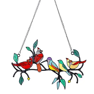 鸟类悬挂现代装饰悬挂鸟类彩色玻璃窗装饰壁挂鸟类物种染色吊坠