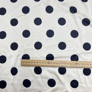 Pakaian pernikahan wanita latar belakang putih modis kain Satin halus sejuk melar cetak Polka Dot Hitam barang stok tersedia - Product Image 5