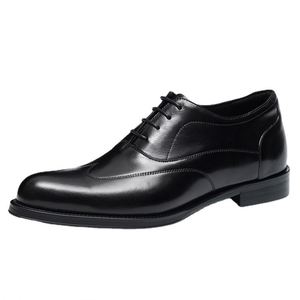 Chaussures habillées en cuir véritable pour hommes, style Oxford, à bout pointu, à lacets, pour le bureau et la carrière, toutes saisons, semelle extérieure en caoutchouc antidérapante - Product Image 2