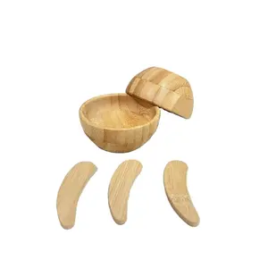 Wholesale Ready Ship Masking Bowl set Customized LOGO Face Mask Facial Cosmetic Skin Care Bamboo Bowl with Bamboo Spoon Spatula