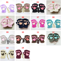 Gants d'hiver en polaire pour femmes et filles, mignons, chauds, en forme de patte de chat, sans doigts