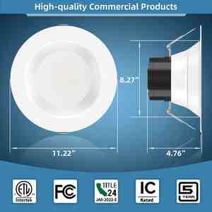 Stock USA 6\" 8\" 10\" LED COMMERCIAL Downlight encastré 40W/30W/20W CCT réglable 2.7/3/3.5/4/5K 120-347VAC Dimmable - Product Image 6