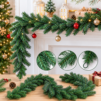 Guirlande de Noël artificielle en PVC de 2,7 m prête à être expédiée, en rotin PVC vert pour la décoration de la cheminée et des escaliers à la maison