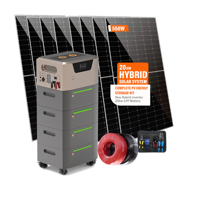 5kw Hybrid Inverter 48v Stacked Lifepo4 Battery Complete Photovoltaic Energy Storage Solar Kit All in One Solar Power System