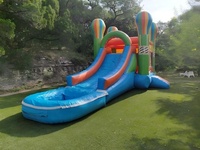 Videur aventure 2 en 1 jaune et bleu avec toboggan ballons gonflables toboggan aquatique avec piscine à vendre