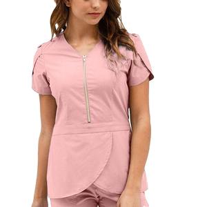 Tenues d'infirmière unisexes pour femmes de grande taille, ensembles de blouses d'hôpital, bleu marine, coton respirant et polyester - Product Image 6