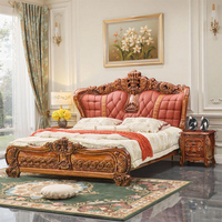 Ensemble de chambre à coucher de style européen et chinois moderne, lit double en bois massif et cuir d'ébène, mobilier de maison