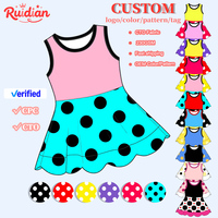 Robe à ourlet festonné pour enfant, robe de sport en nylon sans manches, robe patineuse personnalisée à pois pour enfants, robe de yoga d'été pour filles
