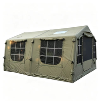 Tente de camping gonflable en polyester et coton TC 210G, 3,6*4,8m, résistante au vent et à l'eau, quatre saisons, deux chambres, montage rapide et automatique, portable