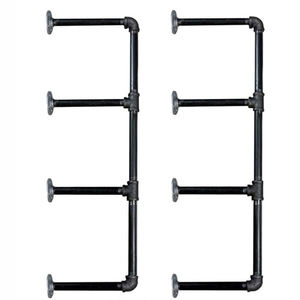 औद्योगिक मचान शैली दीवार घुड़सवार पाइप शेल्फ के साथ लकड़ी के लिए अस्थायी रैक घर की दीवार सजावट - Product Image 4