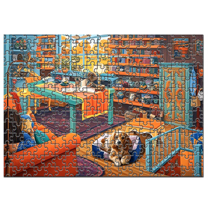 Puzzle Educativo Personalizzato OEM 2025 da 1000 Pezzi in Cartone Blu con Motivo Cottage Invernale per Bambini/Adulti - Product Image 6
