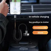 Chargeur de voiture PD spirale rétractable à charge rapide de type C à double tête 100W avec 6A pour téléphone portable