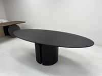 Meubles de maison de luxe modernes, table à manger en bambou avec plateau en pierre et base sculpturale pour salle à manger et usage hôtelier