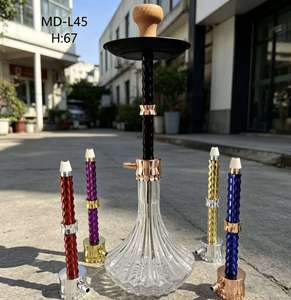 MD-L45 67cm Chicha Narguilé à Tige Torsadée, Base en Verre Transparent, Tige Remplaçable, Style Arabe - Product Image 6