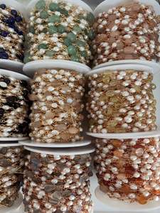 LS-A2662 Multi pietra preziosa e della perla del <span class=keywords><strong>rosario</strong></span> di perle a catena della catena del <span class=keywords><strong>rosario</strong></span> per DIY del braccialetto della collana monili che fanno accessorio - Product Image 3