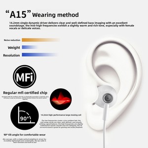 <span class=keywords><strong>Écouteurs</strong></span> intra-auriculaires filaires certifiés MFI, haute qualité sonore, réduction du bruit, cordon de 1,2 m pour Phone 14 Promax - Product Image 2