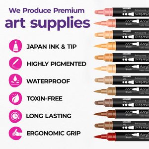 NOVISON Nouveauté – Marqueurs de peinture acrylique à double pointe (pointe fine et pointe pinceau) – 12 couleurs de teintes de peau pour la peinture sur roche et la céramique - Product Image 4