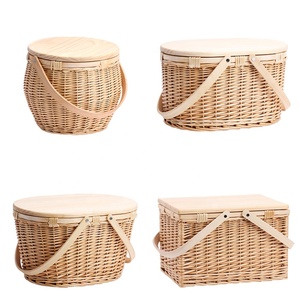 <span class=keywords><strong>Panier</strong></span> de pique-nique rond en osier et rotin, pour femme, ensemble de <span class=keywords><strong>panier</strong></span> cadeau, sac isotherme, poignée en bois, <span class=keywords><strong>avec</strong></span> <span class=keywords><strong>couvercle</strong></span>, pour pique-nique, table - Product Image 5