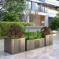 Kotak Bunga Stainless Steel Outdoor Kombinasi Lubang Drainase yang Dapat Dipindahkan Desain Modern Kotak Tanam Buatan Khusus untuk Pohon dan Bunga
