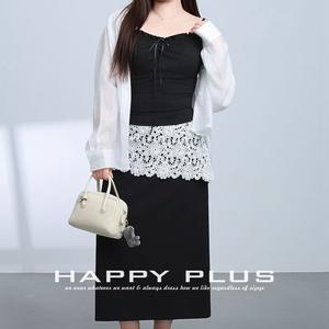 กระโปรงทรงเอไลน์แต่งลูกไม้สำหรับสาวพลัสไซส์ สีดำล้วน เอวธรรมชาติ สไตล์พรีปปี้ลำลอง รุ่น N9288 - Product Image 4