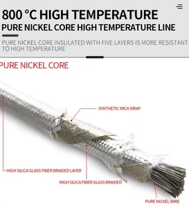 Câble de cuisson électrique tressé en fibre de verre et mica, résistant au feu, 500°C, 600°C, 800°C, 1000°C, pour <span class=keywords><strong>four</strong></span> à extrusion interne - Product Image 4