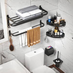 Étagère d'angle de salle de bain de luxe sans perçage, petite taille, porte-serviettes et ensemble de quincaillerie pour le rangement des toilettes - Product Image 1