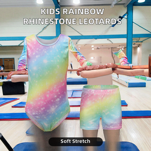 Oferta Especial: Conjuntos de Leotardos de Gimnasia ORCHID DANCE para Niñas, de Alta Calidad y Económicos, con Pedrería y Spandex, Arcoíris, en Stock - Product Image 2