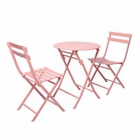 Ensemble table et chaises pliables 2 places en fer forgé rose pastel, style nordique, pour salons de thé, cafés et desserts – Le best-seller des réseaux sociaux