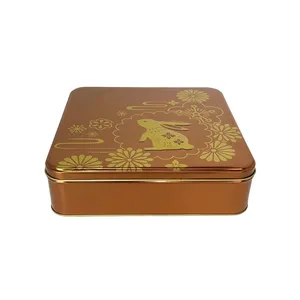 New Design Christmas Food Grade Candy Square Container Gift Metal Biscuit Cake Cookie Tin Box