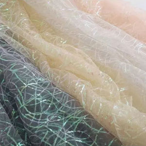 Luxe 3mm Sequin Broderie Dentelle Tissu Paillettes Blanc Gris Rose <span class=keywords><strong>Tulle</strong></span> Croisé pour Robes Accessoires Tricoté Tissé pour Filles - Product Image 2