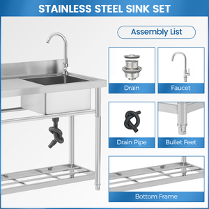 Handmade duy nhất Bát Bồn Rửa Nhà Bếp 304 thép không gỉ miễn phí thường vụ trang trại phong cách rửa lưu vực với dưới kệ - Product Image 6
