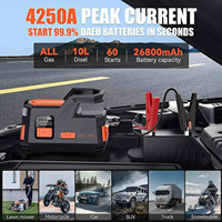 Démarreur numérique 4250A 26800mAh avec compresseur d'air, utilisé pour le démarrage d'urgence et le gonflage des pneus de voiture.