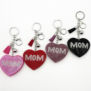 Bling Rhinestone Heart-Shaped Keychain Crystal Bag Charms Car <b>Keys</b> Pendant Mom Letters Tassel <b>Key</b> <b>Rings</b> for Mother's Day Gift - Product Image 4