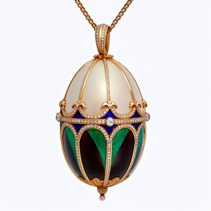 FABERGÉ - PENDENTIF OEUF OR BLANC - Georgia.H