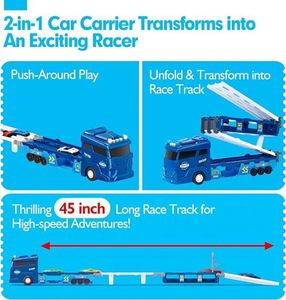 Camión Transportador de Autos - con 6 Autos, Set de Pista de Carreras con Luces y Sonidos, Regalos para Niños (azul) - Product Image 5