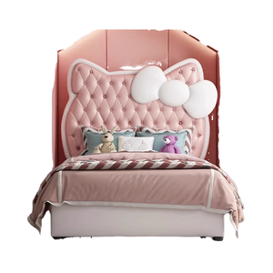 Hello Kitty letto per bambini Design rosa principessa <span class=keywords><strong>delle</strong></span> ragazze con borsa morbida schienale comodo letto in pelle di legno per uso della Villa dell'hotel - Product Image 5