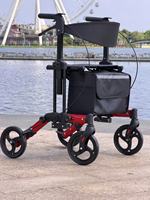 Alat Bantu Jalan (Rollator) Aluminium yang Nyaman dengan Lapisan Powder-Coated, Kursi yang Dapat Disesuaikan, dan Kapasitas Berat 136kg