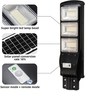 Lampadaire solaire LED en alliage d'aluminium IP66 5000K lumière du jour, montage mural, télécommande, 50000H, angle de faisceau 144°, certifié CE, garantie 10 ans - Product Image 3